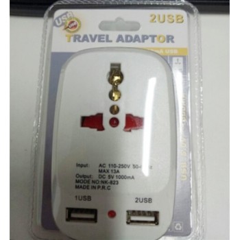 2 USB Charging Port All in One Universal Worldwide Travel Wall Charger AC Power UK Plug Adapter Adaptor