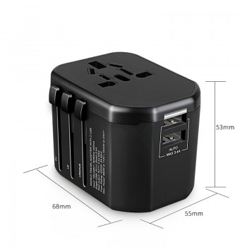 Universal Travel Adapter USB All-in-one Plug Adapter International Power Adapter with 3.4A Dual USB Wall Charger for UK/EU/AU