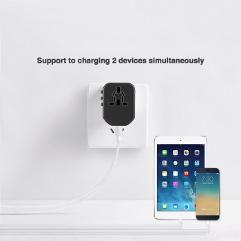 Universal Travel Adapter USB All-in-one Plug Adapter International Power Adapter with 3.4A Dual USB Wall Charger for UK/EU/AU