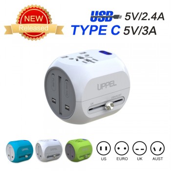 World Adapter Universal World Wide Travel Charger Adapter Plug Foreign Travel Converter with USB/Type C for over 150 Countries