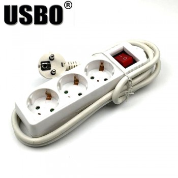 White 250V 16A 3 4 5 6jack EU power adaptor outlet strip German wiring board extension socket power cord converter with switch
