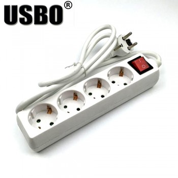 White 250V 16A 3 4 5 6jack EU power adaptor outlet strip German wiring board extension socket power cord converter with switch