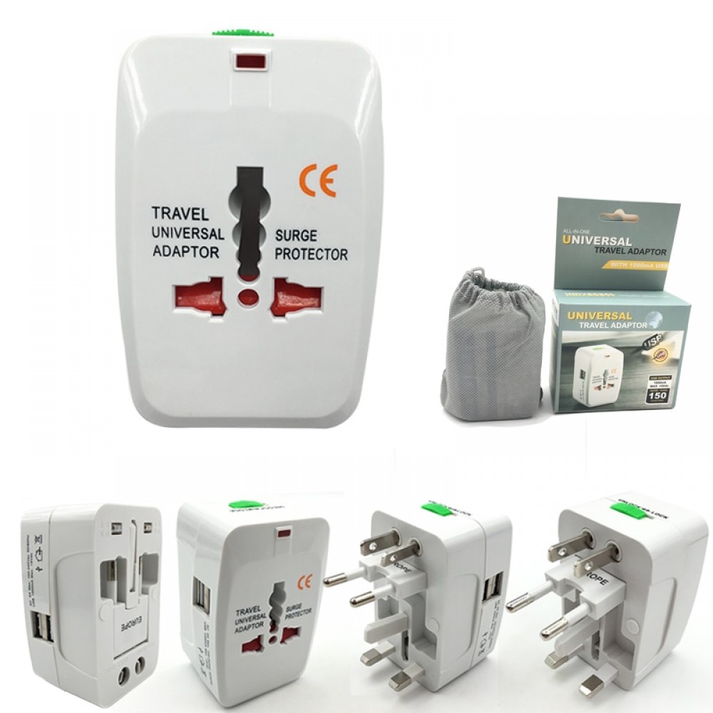 2 USB Charging Universal Travel Adapter All-in-one International World Travel AC Power Converter Plug Adaptor Socket Eu