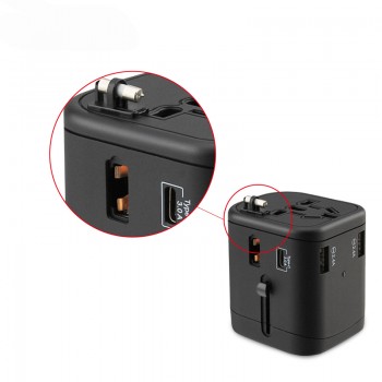 Zeoota Travel Adaptor Multi Plug 2 Fuse Protect Universal Adapter Universal Travel Charger with Type C and 3 USB Charging Ports