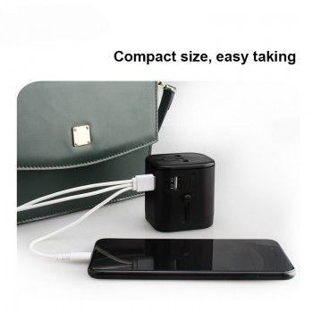 Zeoota Travel Adaptor Multi Plug 2 Fuse Protect Universal Adapter Universal Travel Charger with Type C and 3 USB Charging Ports