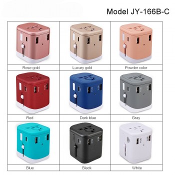 Zeoota Travel Adaptor Multi Plug 2 Fuse Protect Universal Adapter Universal Travel Charger with Type C and 3 USB Charging Ports