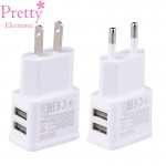 Dual USB Charger 5V 1A EU Plug Universal Mobile Phone charger Wall AC Power charger International plug Adaptor for IPhone Samsun