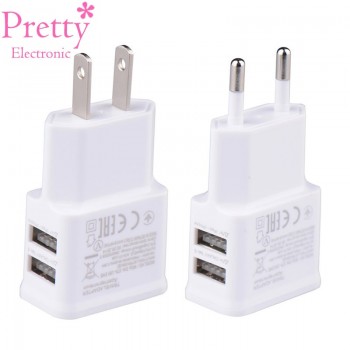 Dual USB Charger 5V 1A EU Plug Universal Mobile Phone charger Wall AC Power charger International plug Adaptor for IPhone Samsun