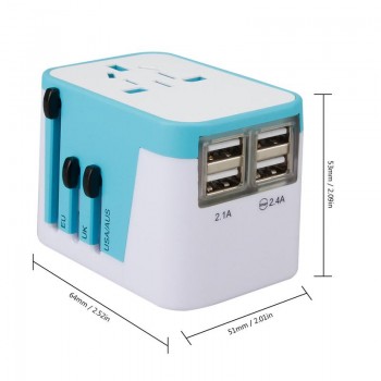 Global Universal Plug Adapter 4 USB Plug Adapter Socket Multi-function Socket Converter WTA-788