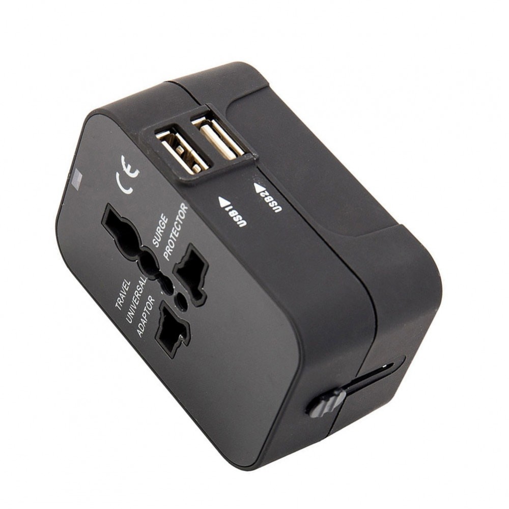 World Wide Universal Travel Adapter US/EU/UK/AU Multi Plug Charger With Dual USB 2 Ports New Arrival