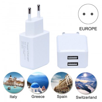 Dual USB Mobile Phone Charger 5V 2A European standard EU USA Plug Universal For IPhone Samsung HTC Xiaomi EUR phone Tablet