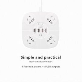 Power Strip Socket Portable Strip Plug Adapter with 4 USB Port Multifunctional Smart Home Electronics