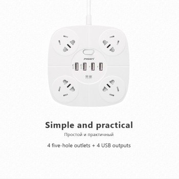 Power Strip Socket Portable Strip Plug Adapter with 4 USB Port Multifunctional Smart Home Electronics