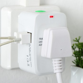 All in One Universal International Plug Adapter 2 USB Port World Travel AC Power Charger Adaptor with AU US UK EU converter Plug