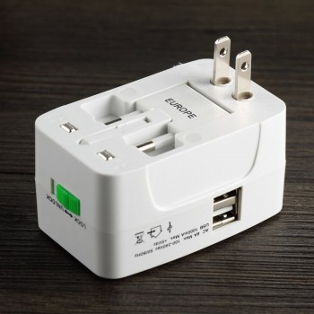 All in One Universal International Plug Adapter 2 USB Port World Travel AC Power Charger Adaptor with AU US UK EU converter Plug