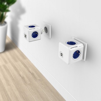 Allocacoc Smart Home PowerCube Socket EU Plug 4 Outlets 2 USB Ports Adapter Power Strip Extension Adapter Multi Switched Socket
