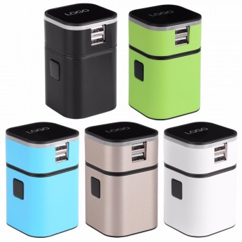 All in One Universal International Plug Adapter 2 USB Port World Travel AC Power Charger Adapter Adaptor with AU US UK EU Plug