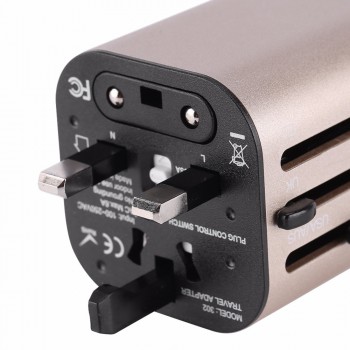 All in One Universal International Plug Adapter 2 USB Port World Travel AC Power Charger Adapter Adaptor with AU US UK EU Plug