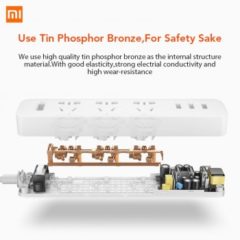 Original Xiaomi Mijia Smart Power Strip 3 2A Fast Charging USB Ports + 3 Sockets Xiaomi Xiaom MI Smart Home Black With Adapter