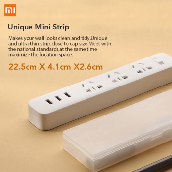 Original Xiaomi Mijia Smart Power Strip 3 2A Fast Charging USB Ports + 3 Sockets Xiaomi Xiaom MI Smart Home Black With Adapter