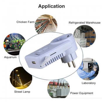EU Plug GSM Power Off Power Failure Alarm SMS Remote Control Power Socket Switch with Phone Alert Temperature Query Function