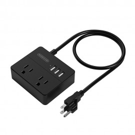 NTONPOWER OSP Travel US Electrical Plug Sockets Mini and Portable 2 AC Outlet 3 USB Charging Ports with 3 Foot/ 1M Power Cord