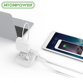 NTONPOWER OSP Travel US Electrical Plug Sockets Mini and Portable 2 AC Outlet 3 USB Charging Ports with 3 Foot/ 1M Power Cord