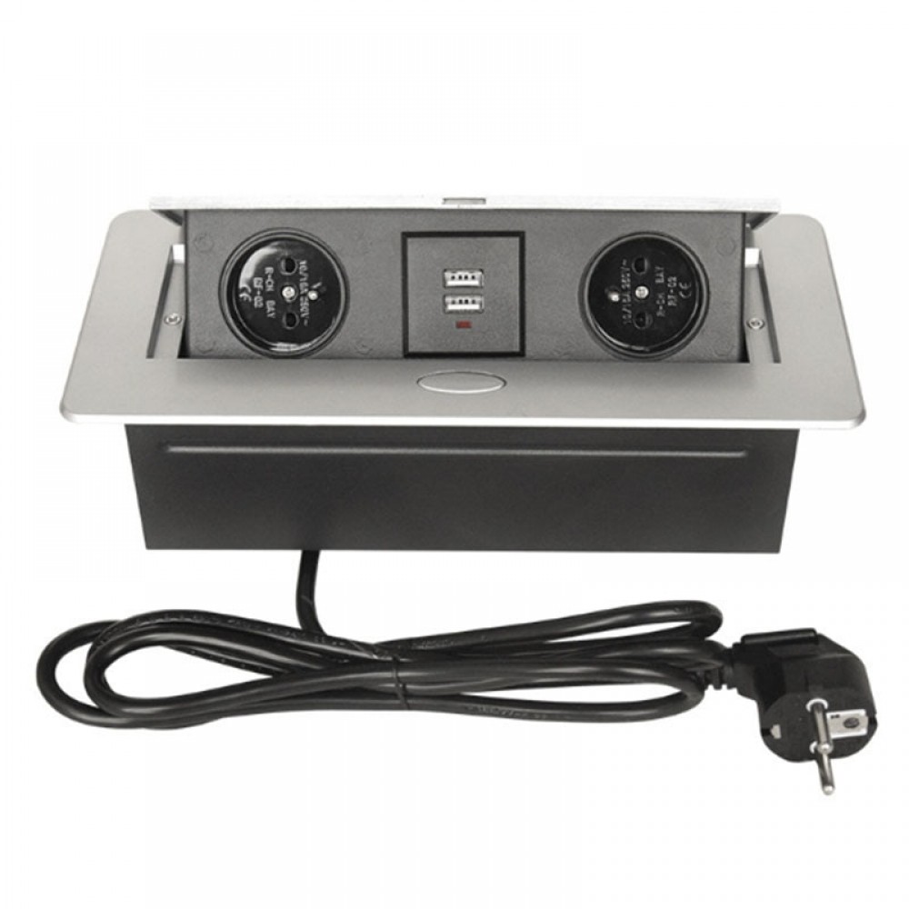 French standard socket EU plug Tabletop socket /hidden/Damping spring open outlet  /Office room USB charging desktop socket/A002