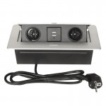 French standard socket EU plug Tabletop socket /hidden/Damping spring open outlet  /Office room USB charging desktop socket/A002