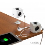 Allocacoc Extended PowerCube Socket EU DE Plug 4 Outlets 2 USB Ports Adapter With 1.5m Cable Power Strip