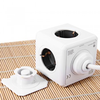 Allocacoc Extended PowerCube Socket EU DE Plug 4 Outlets 2 USB Ports Adapter With 1.5m Cable Power Strip