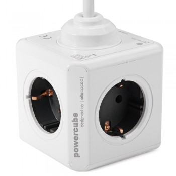 Allocacoc Extended PowerCube Socket EU DE Plug 4 Outlets 2 USB Ports Adapter With 1.5m Cable Power Strip