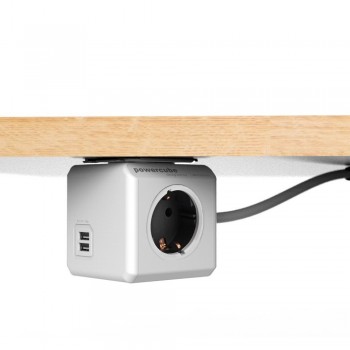 Allocacoc Extended PowerCube Socket EU DE Plug 4 Outlets 2 USB Ports Adapter With 1.5m Cable Power Strip