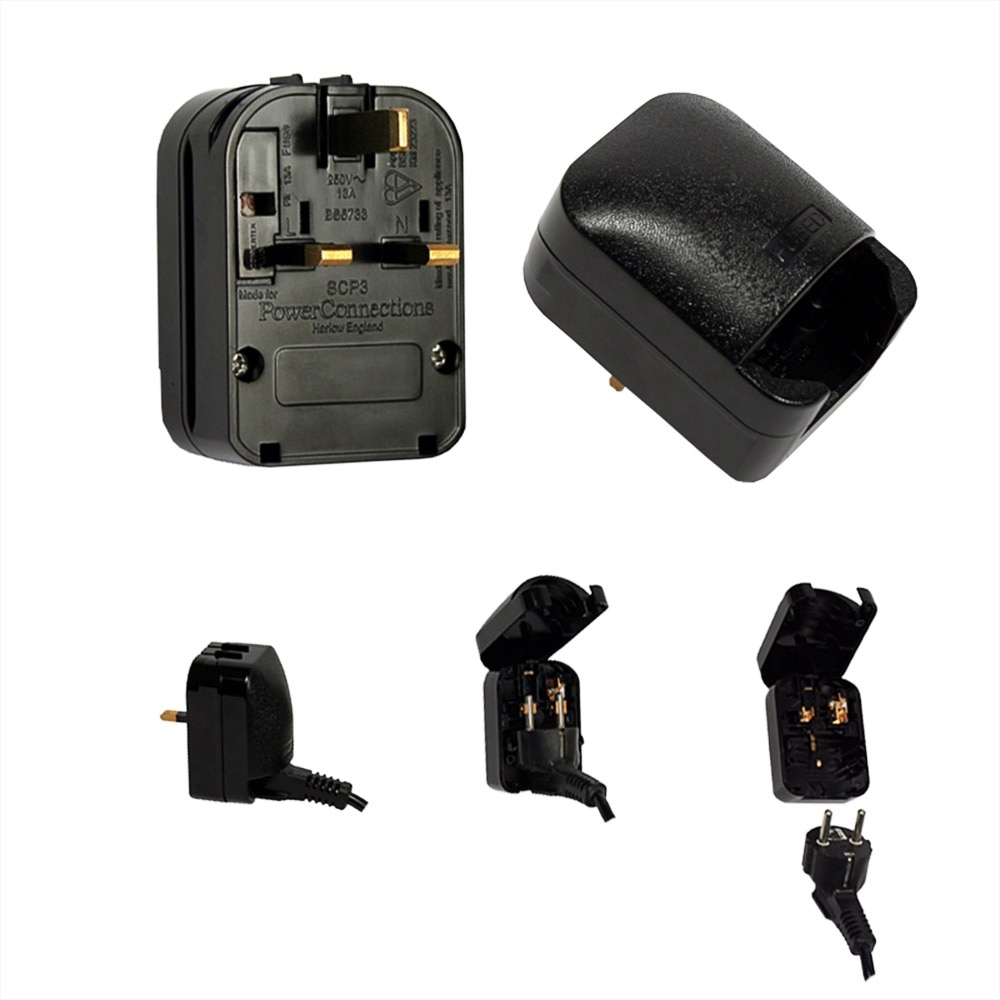 13A 2Pin Germany to 3Pin England Adapter 2pcs Free Shipping ST-6, AC Power Adapter,Travel Power Connector Plug