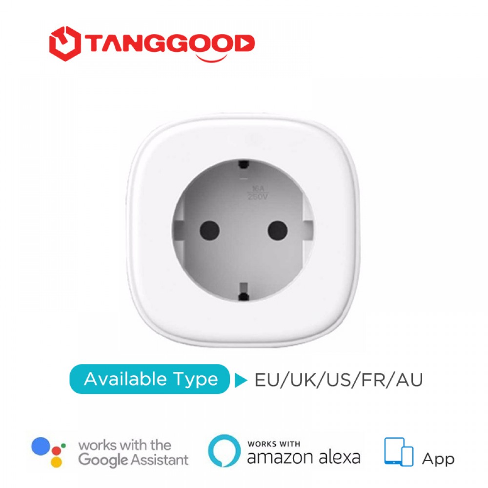 TANGGOOD WiFi Smart Plug Socket Optional Energy Monitor Work with Alexa amp; Google Assistant App Remote Control for Smart Home