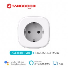 TANGGOOD WiFi Smart Plug Socket Optional Energy Monitor Work with Alexa amp; Google Assistant App Remote Control for Smart Home