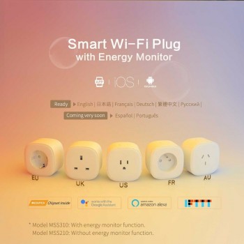 TANGGOOD WiFi Smart Plug Socket Optional Energy Monitor Work with Alexa amp; Google Assistant App Remote Control for Smart Home