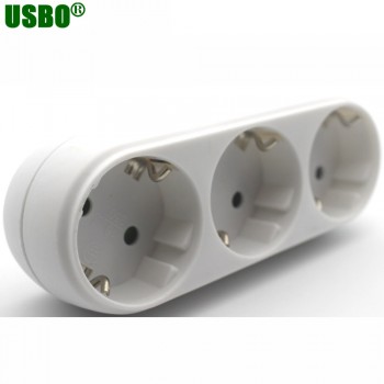 White copper 250v 10A EU universal adaptor socket Portable European standard 3way outlet extend converter plug socket