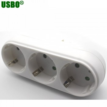 White copper 250v 10A EU universal adaptor socket Portable European standard 3way outlet extend converter plug socket