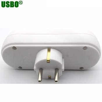 White copper 250v 10A EU universal adaptor socket Portable European standard 3way outlet extend converter plug socket