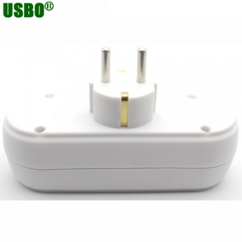 White copper 250v 10A EU universal adaptor socket Portable European standard 3way outlet extend converter plug socket