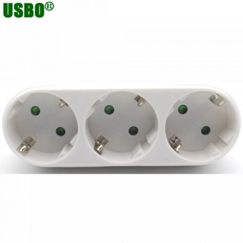 White copper 250v 10A EU universal adaptor socket Portable European standard 3way outlet extend converter plug socket