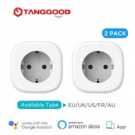 TANGGOOD Smart WiFi Socket Plug 2-Pack Optional Energy Monitor Work with Amazon Alexa amp; Google Assistant App Remote Control