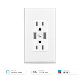 Wifi USB Power Strip Smart US Plug Overload Switch Surge Protector 2 Outlet 2 Port USB Charger 5V/2.4A  Wifi Socket