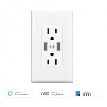 Wifi USB Power Strip Smart US Plug Overload Switch Surge Protector 2 Outlet 2 Port USB Charger 5V/2.4A  Wifi Socket