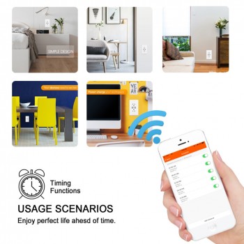Wifi USB Power Strip Smart US Plug Overload Switch Surge Protector 2 Outlet 2 Port USB Charger 5V/2.4A  Wifi Socket