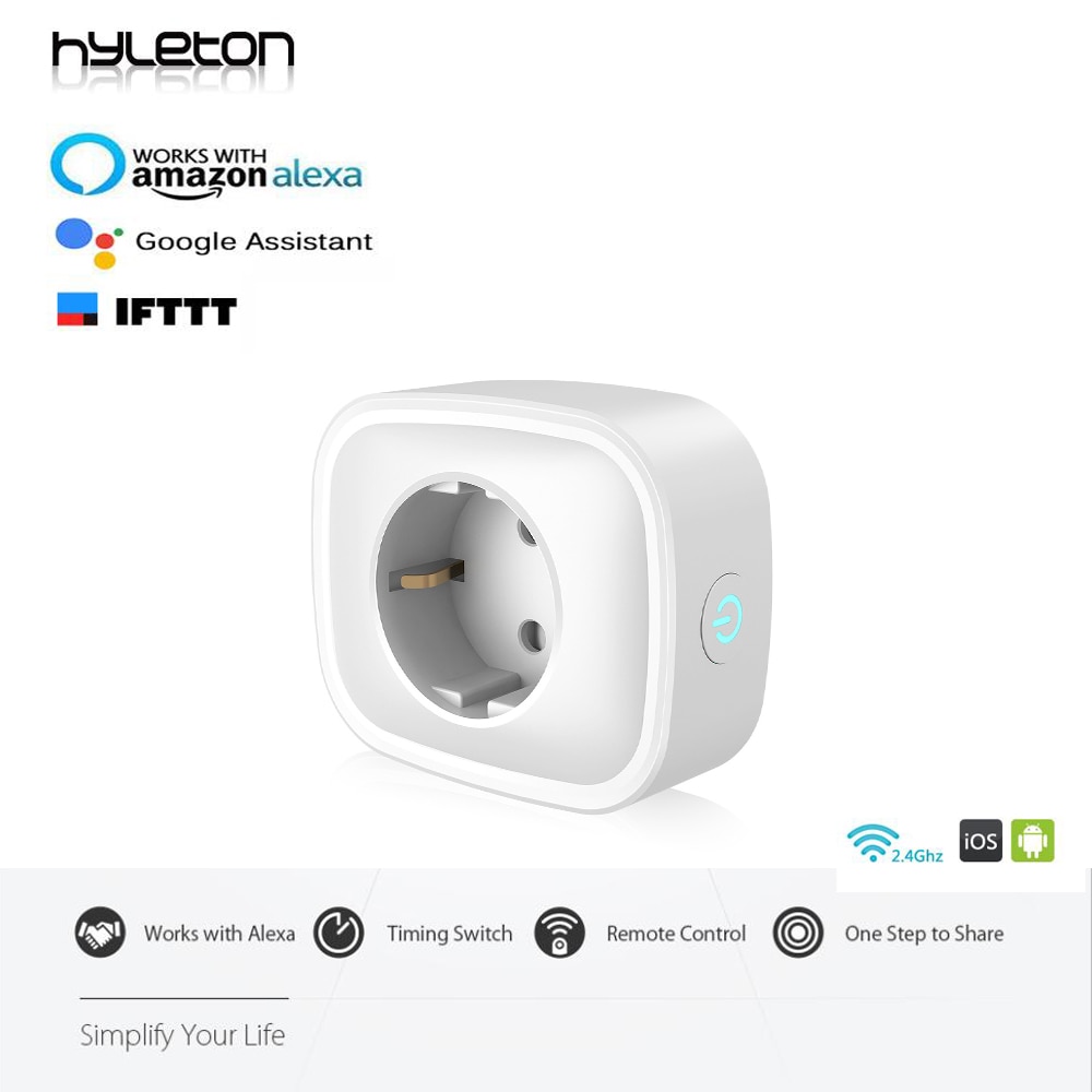 Hyleton smart socket wifi plug EU Plug 220V voice/APP Control Monitor Energy Consumption Work For Amazon Alexa/Google Assistant