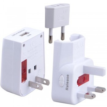 Daffodil WAP150 Universal International Travel Power Adapter and USB Charger Adapter with EU+US+UK Converter Plug