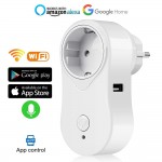Wifi Smart EU Plug Smart Switch Socket Timing Function with 2A usb charger Voice Control Compatible Alexa Echo Google Assistant