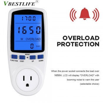 US/UK Plug Energy Meter Voltage Wattage Current Monitor Watt Checker Saving Power Electricity Socket Analyzer Blue Backlight